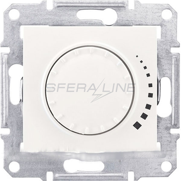 Светорегулятор проходной, поворотно-нажимной индуктивный, 1000ВТ, белый, Sedna